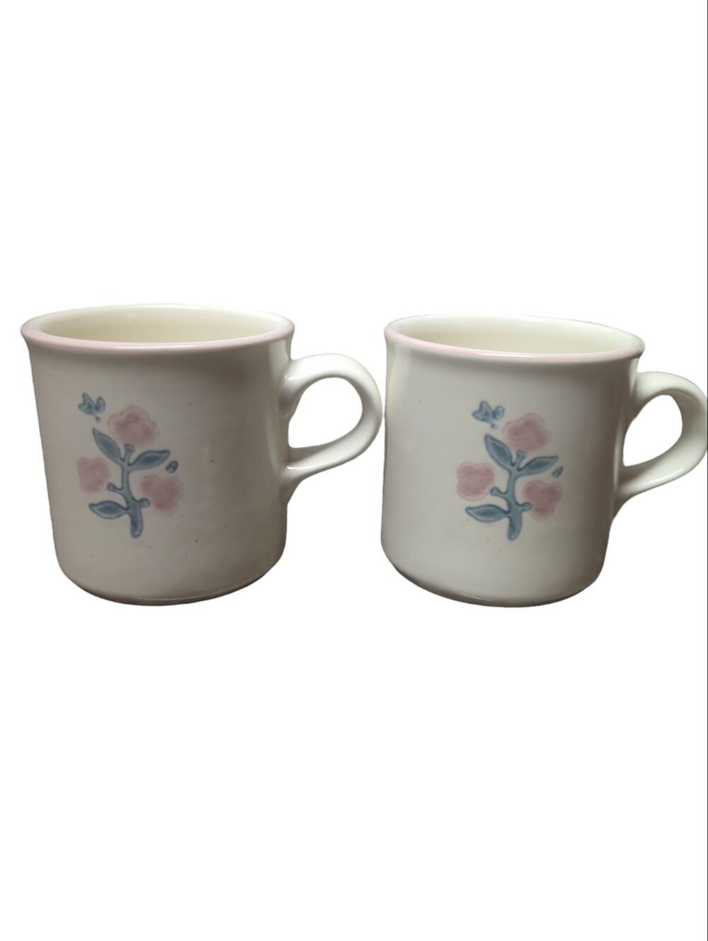 PFALTZGRAFF Coffee Cups Mugs Tea Cream With Pink Flower's USA Vintage Lot Of 2